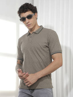 CRIMSOUNE CLUB - Men's Olive Jacquard Polo T-Shirt