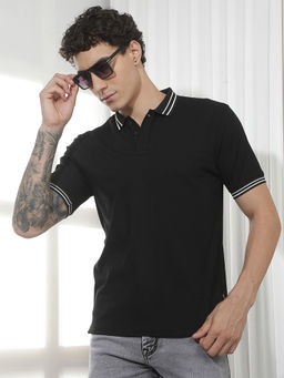 CRIMSOUNE CLUB - Men's Black Jacquard Polo T-Shirt