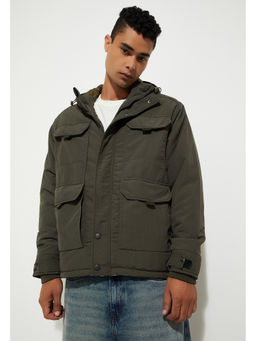 max - Urb_N Men Green Solid Utility Jacket