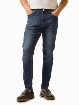 The Bear House - Men Dark Blue Skinny Fit Cotton Solid Jeans
