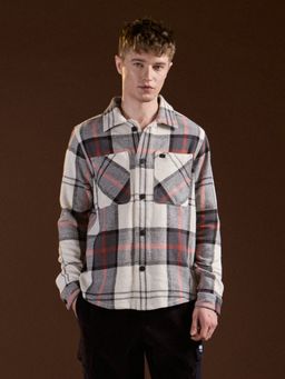 The Bear House - Men White Relaxed Fit Checks Casual Shirt