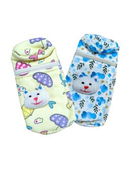 Chinmay Kids - Soft Baby Feeding Bottle Cover, Zip Closure 240ml, Nursery Print (Pack of 2)
