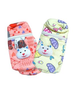 Chinmay Kids - Soft Baby Feeding Bottle Cover, Zip Closure 240ml, Nursery Print (Pack of 2)