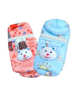 Chinmay Kids - Soft Baby Feeding Bottle Cover, Zip Closure 240ml, Nursery Print (Pack of 2)