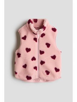 H&M - Girls Pink Patterned Teddy Gilet