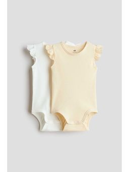 H&M - Girls Yellow 2-Pack Flutter-Sleeve Bodysuits