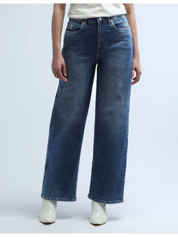 U.S. POLO ASSN. - Navy Blue High Rise Wide Leg Stretchable Jeans