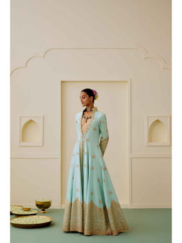 Gopi Vaid - Zareenah Blue Anarkali Jacket with Pant