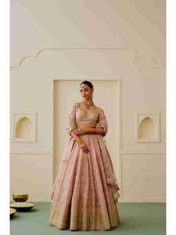 Gopi Vaid - Rivaayat Pink Blouse with Lehenga and Dupatta