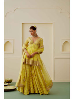 Gopi Vaid - Rukhsaar Yellow Kurta With Sharara and Dupatta