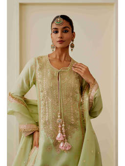 Gopi Vaid - Chandini Green Kurta with Palazzo and Dupatta