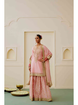 Gopi Vaid - Shaazneen Pink Kurta with Sharara and Dupatta