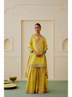 Gopi Vaid - Shaazneen Yellow Kurta with Sharara and Dupatta