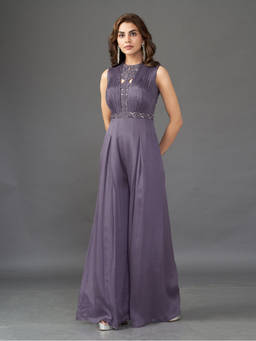 Qunic - Mauve Dusklight Embroidery Jumpsuits