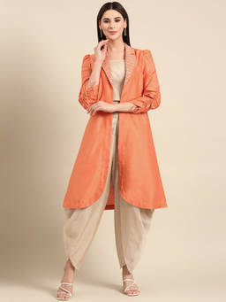 ASMI By Mayank Modi - Orange Linen Satin Jacket