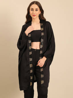 ASMI By Mayank Modi - Black Bemberg Silk Jacket