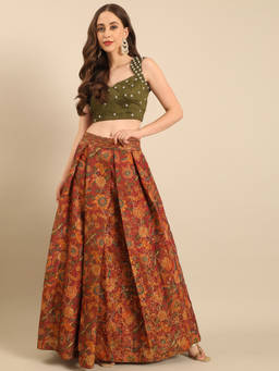 ASMI By Mayank Modi - Green Chanderi Lehenga and Blouse
