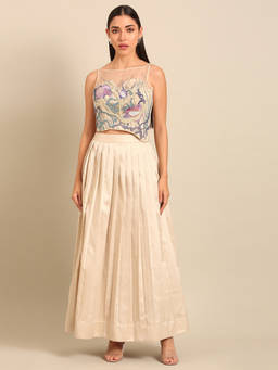 ASMI By Mayank Modi - Beige Bemberg Silk Lehenga Set