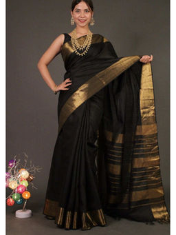 Shobitam - Black Zari Woven Wrap In 1 Minute Saree with Unstitched Blouse