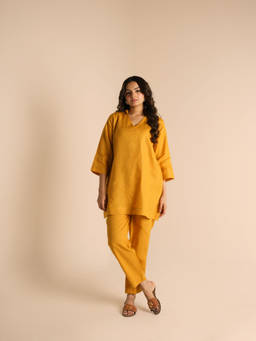 ETAR - Yellow Edit linen Kurta with Pant