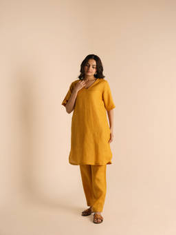 ETAR - Yellow First light linen Kurta with Pant