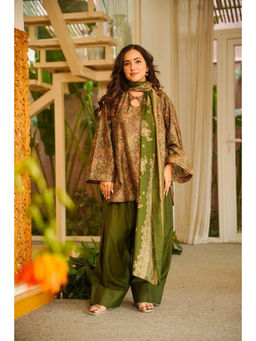 Idaho Clothing - Green Ilaria Muslin Farshi Salwar with Kurta & Dupatta