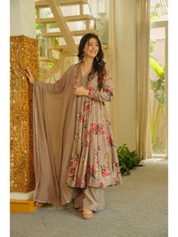 Idaho Clothing - Multicolour Kaashika Rayon Anarkali with Palazzo & Dupatta