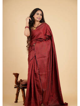 Shobitam - Kanchipuram Intricate Zari Ethnic Motif Ready To Wear Saree with Unstitched Blouse