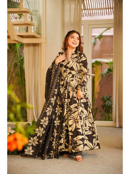 Idaho Clothing - Black Shab Cotton Anarkali with Palazzo and Dupatta