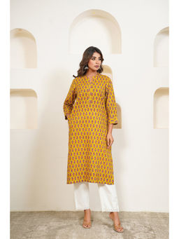 Tara-C-Tara - Mustard Floral Buti Printed Kurta