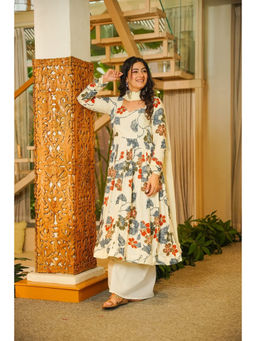 Idaho Clothing - Ivory Varnya Rayon Anarkali with Palazzo and Dupatta