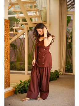 Idaho Clothing - Brown Vayrish Cotton Farshi Salwar with Kurta and Dupatta