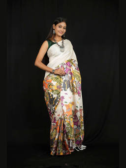 Shobitam - Pattachitra Art Pre Pleated Ready To Wear Saree with Unstitched Blouse