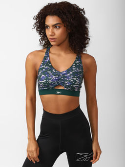 Reebok - Mod Safari Poly Bralette Printed Green Training Bra