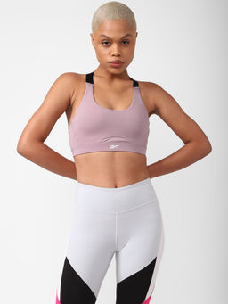 Reebok - Ess Bra - Padded Printed Purple Training Bra