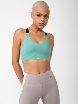 Reebok - Ess Bra - Padded Printed Teal Training Bra