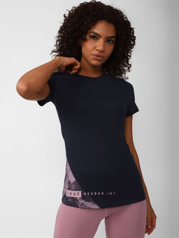 Reebok - Rbk W Workout Graphic Tee Navy Blue Training T-shirts