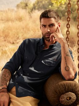 Andamen - Gunmetal Navy Blue Regular Fit Shirt