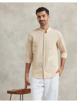 Fabindia - Beige Linen Blend Slim Fit Shirt