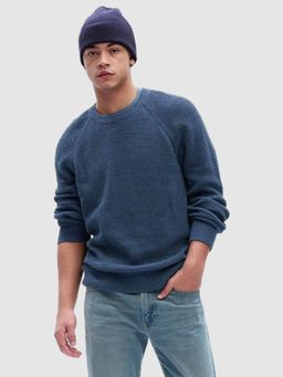 GAP - Men Regular Fit Textured Raglan Pullover Sweater