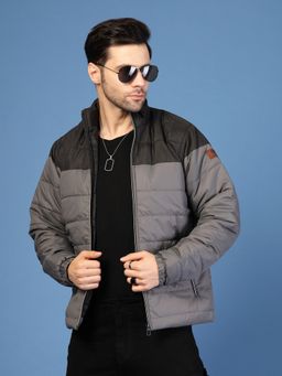 RIGO - Men Grey Colorblock Streetwear Full Sleeves Puffer Jacket