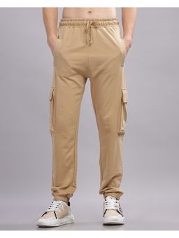 SILISOUL - Men Beige Regular Fit Solid Cotton Cargo Pant
