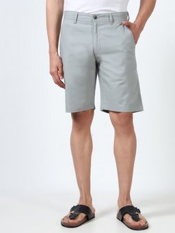 SILISOUL - Men Grey Regular Fit Solid Linen Shorts