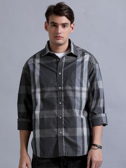 SILISOUL - Men Brown Relaxed Fit Checked Cotton Shirt