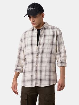 Pepe Jeans - Off White Checked Men Full Sleeve Regular Shirt