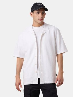 Pepe Jeans - White Textured Men Short Sleeve Relaxed Fit Shirt