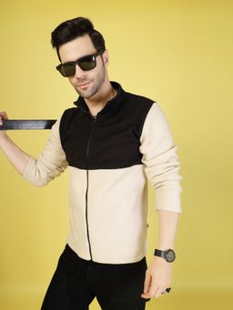 RIGO - Men Ivory Polar Fleece Colorblock Light Jacket