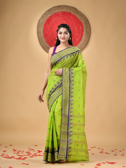 DESH BIDESH - Cotton Green Mina Woven Design Cotton Saree
