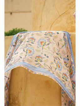 Baise Gaba - Peach Chanderi Floral Printed Dupatta