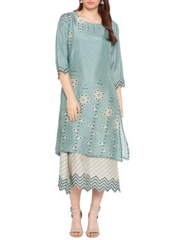 Soup by Sougat Paul - Azure Printed Kurta with Skirt